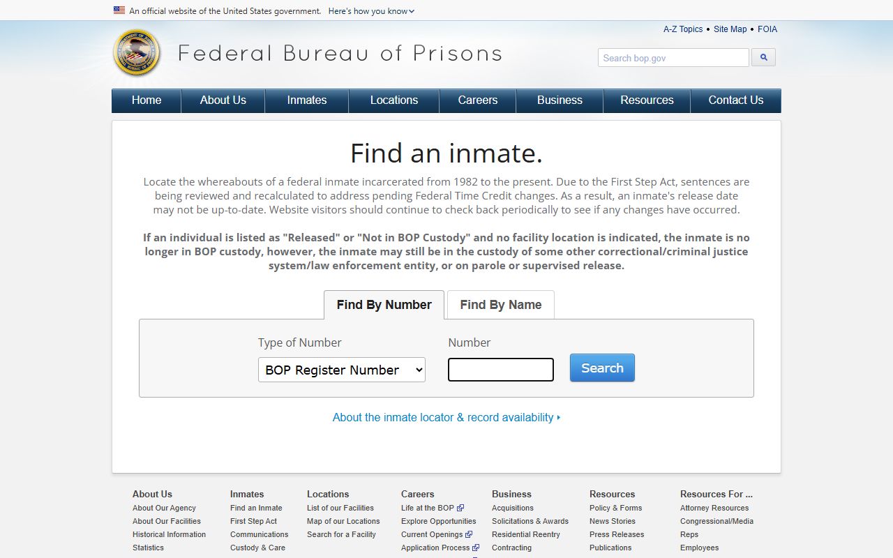 Federal BOP locator for inmates outside the McIntosh County jail population